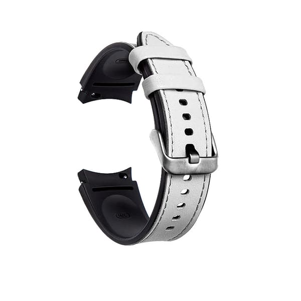INF Hvit lærreim til Samsung Galaxy Watch 4/5, 20 mm