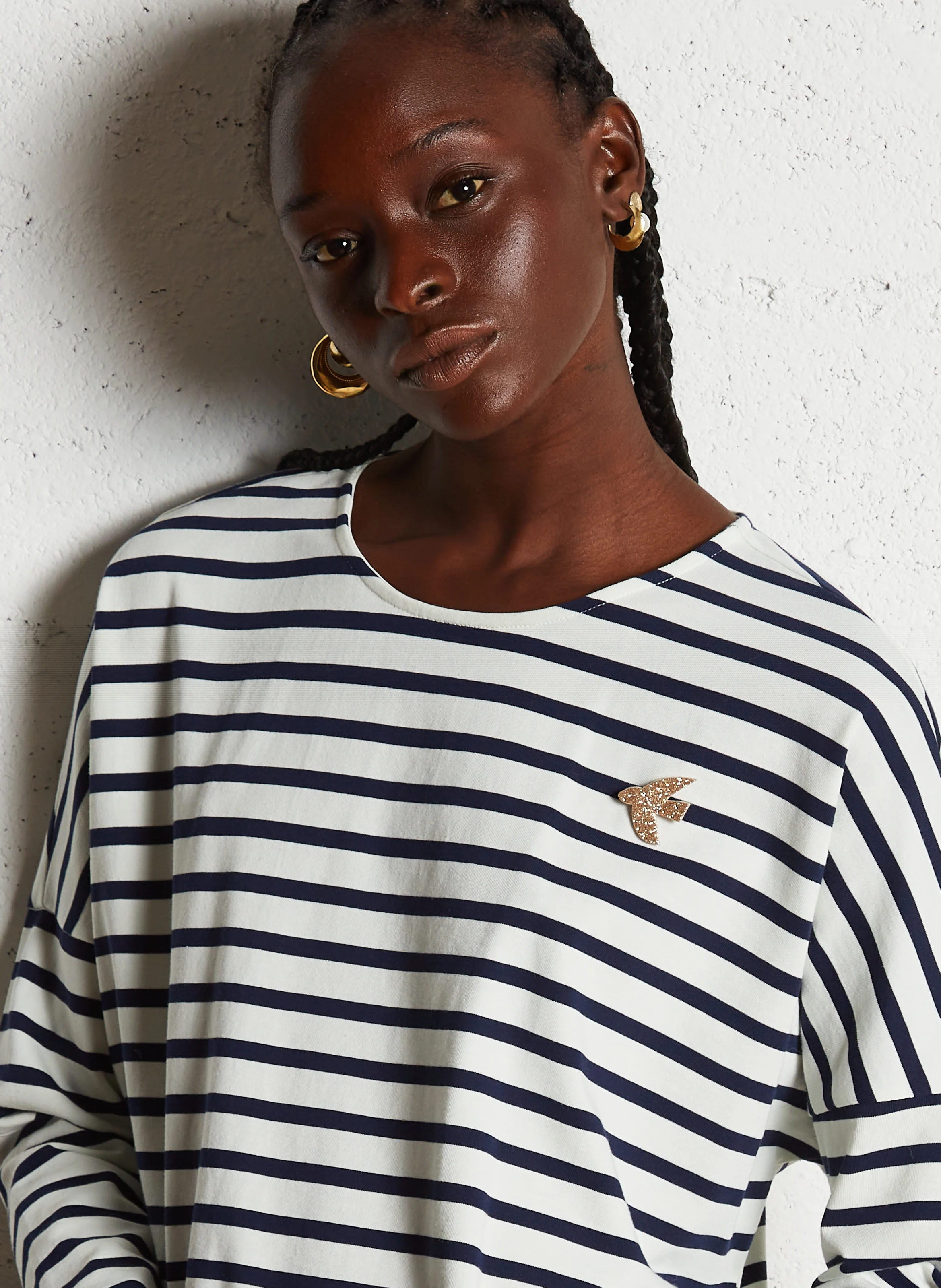 FILLY - Tee-shirt manches longues rayé en coton | Bleu