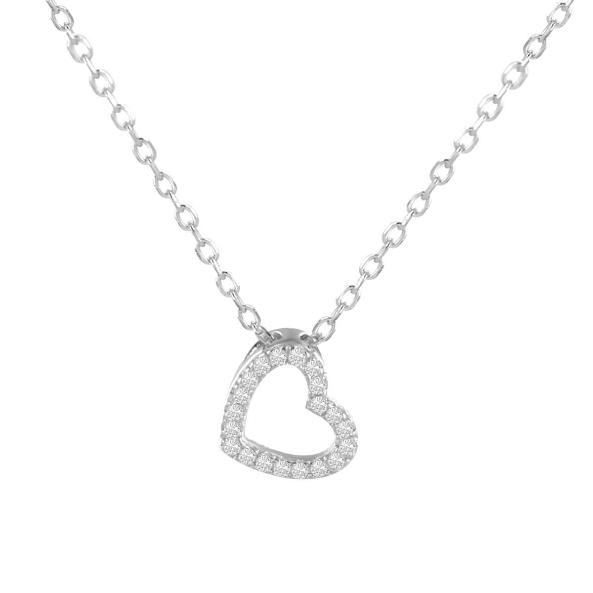 Collier coeur argent 925 et oxydes