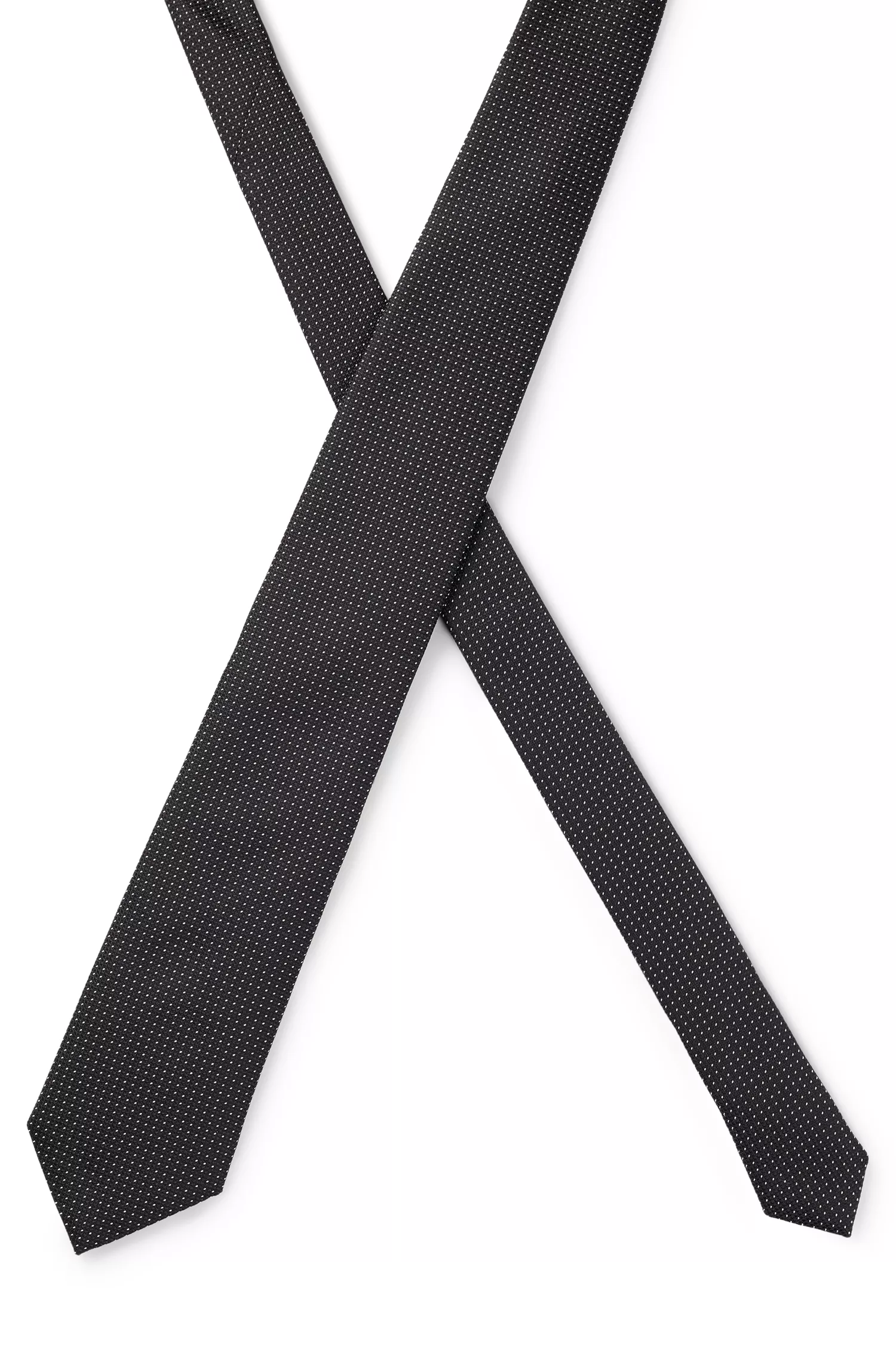 Terno preto BOSS em jacquard de seda com microestampa
