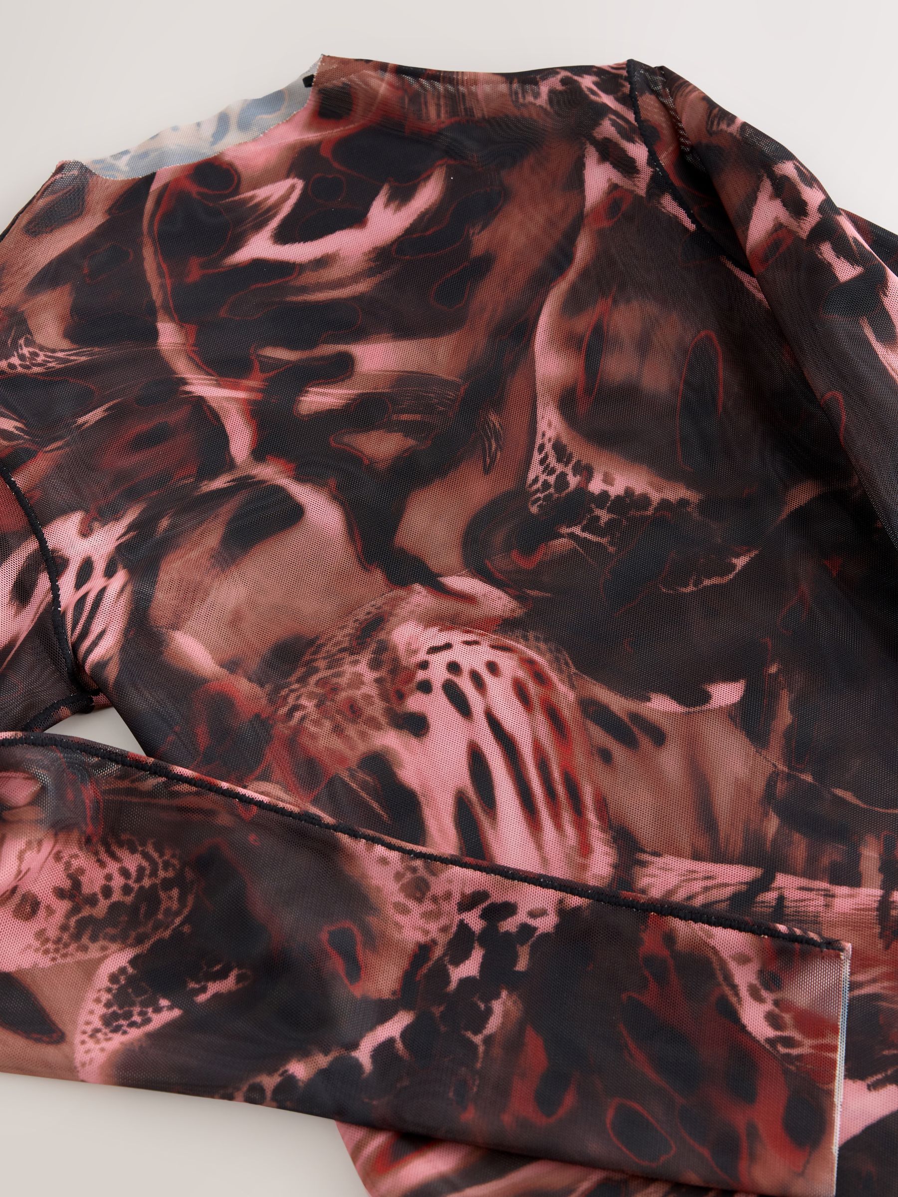 Dierenprint - Mesh High Neck Top