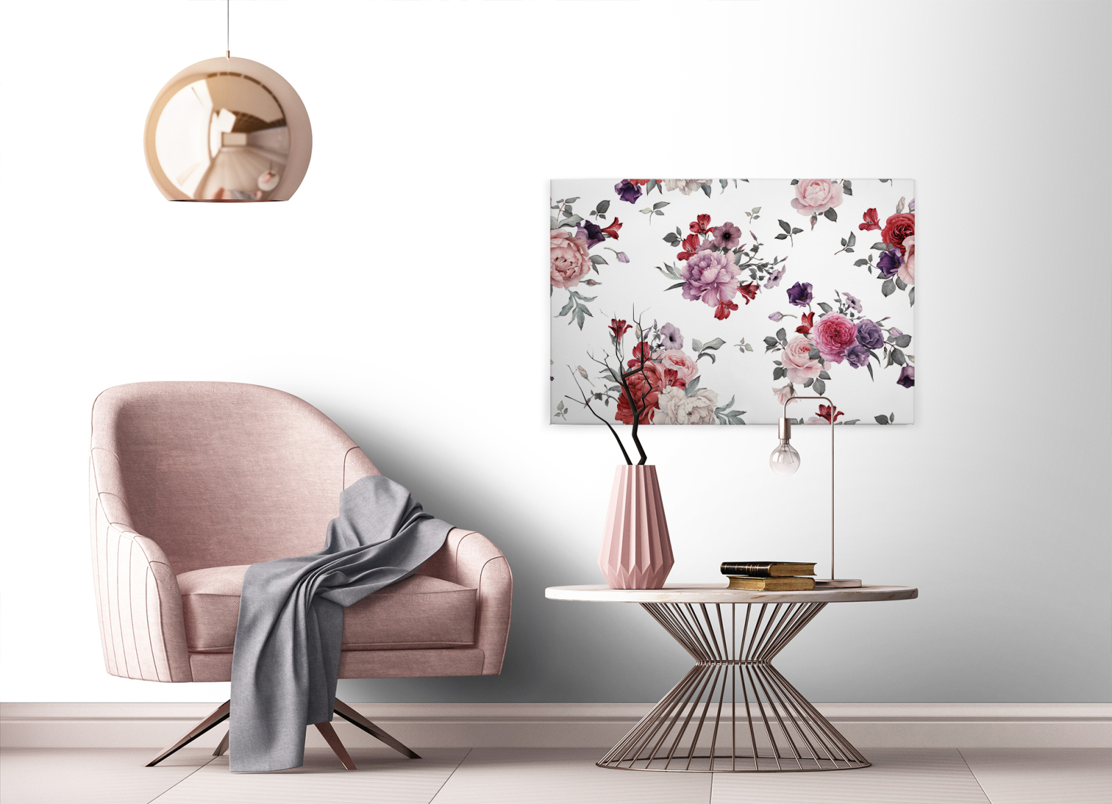 Leinwandbild BLUMEN - rosa-weiß-violett - 90x60 cm