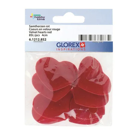 Glorex Sticker Samtherzen, 4cm, rot