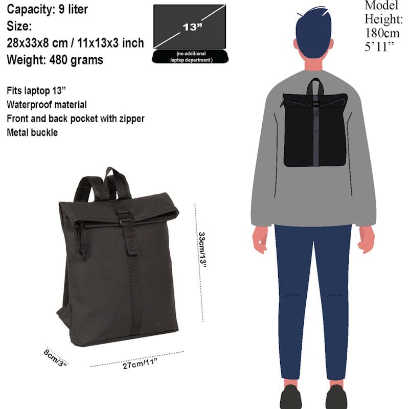 New Rebels Mart S Waterproof Flap Rugzak Black