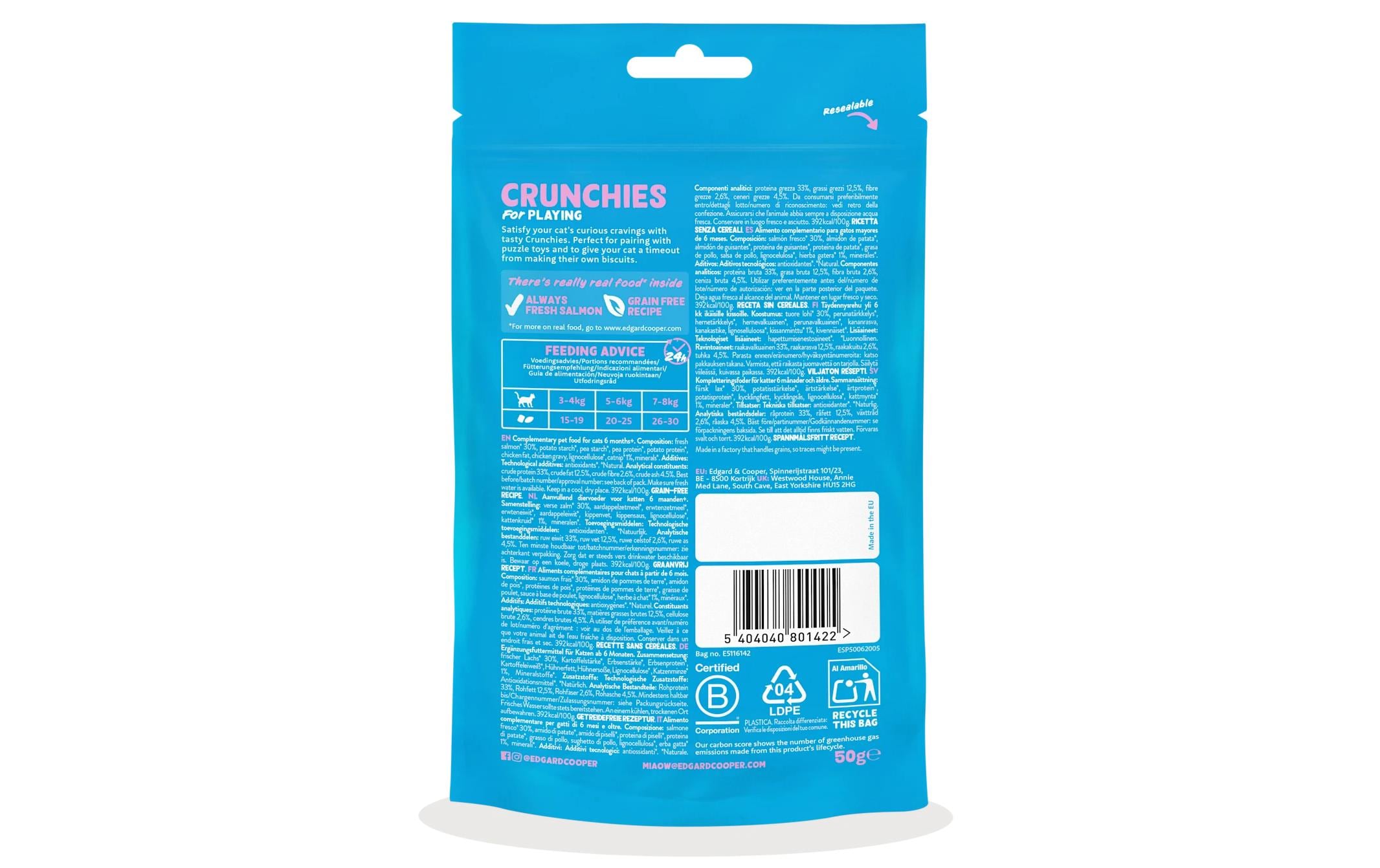Katzen-Snack Crunchies Lachs 50 gSnack für Katzen