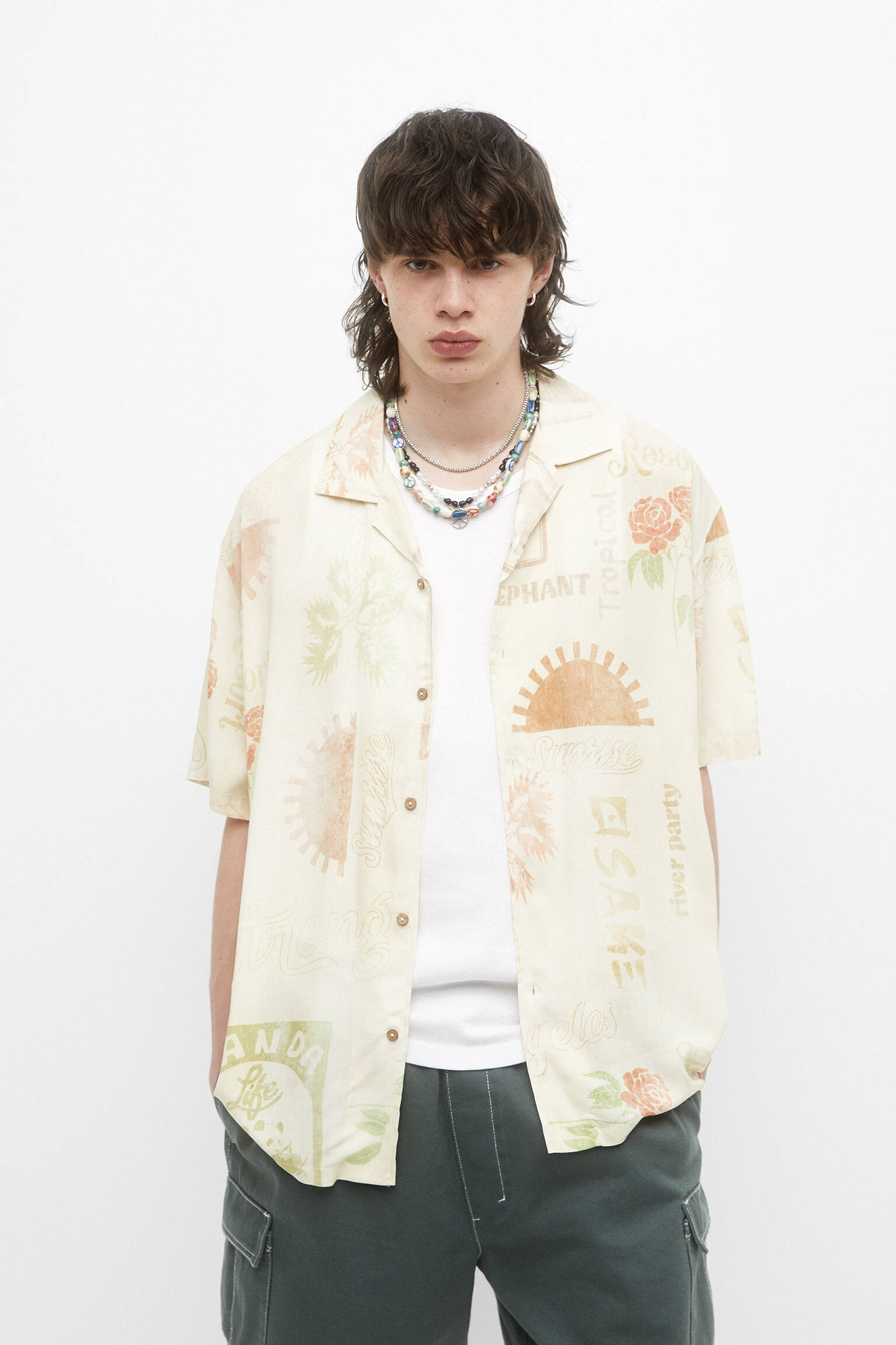 CAMISA ESTAMPADA LOS ANGELES - OFF WHITE