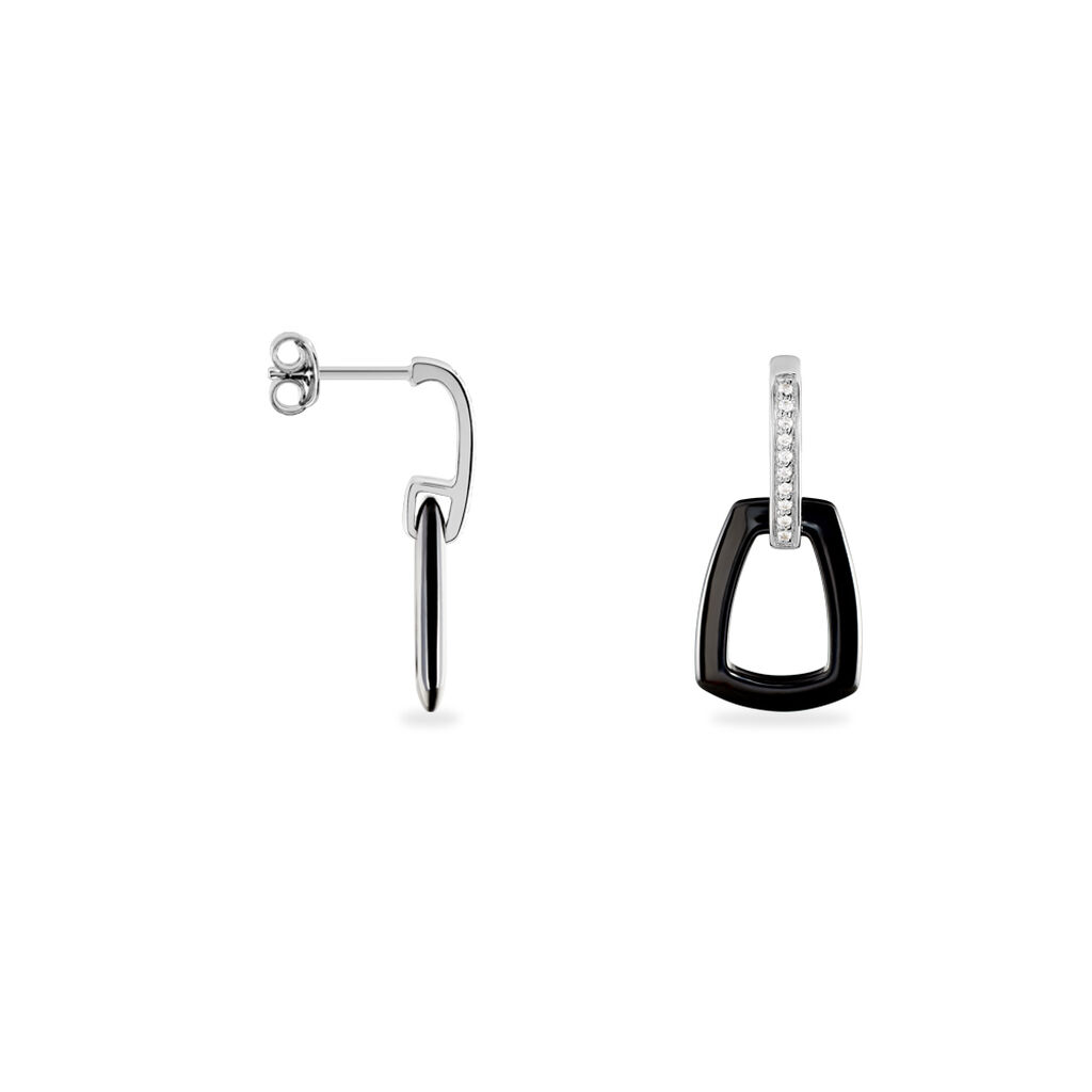 Boucles D'oreilles Pendantes Ezra Argent Blanc Céramique Et Oxyde