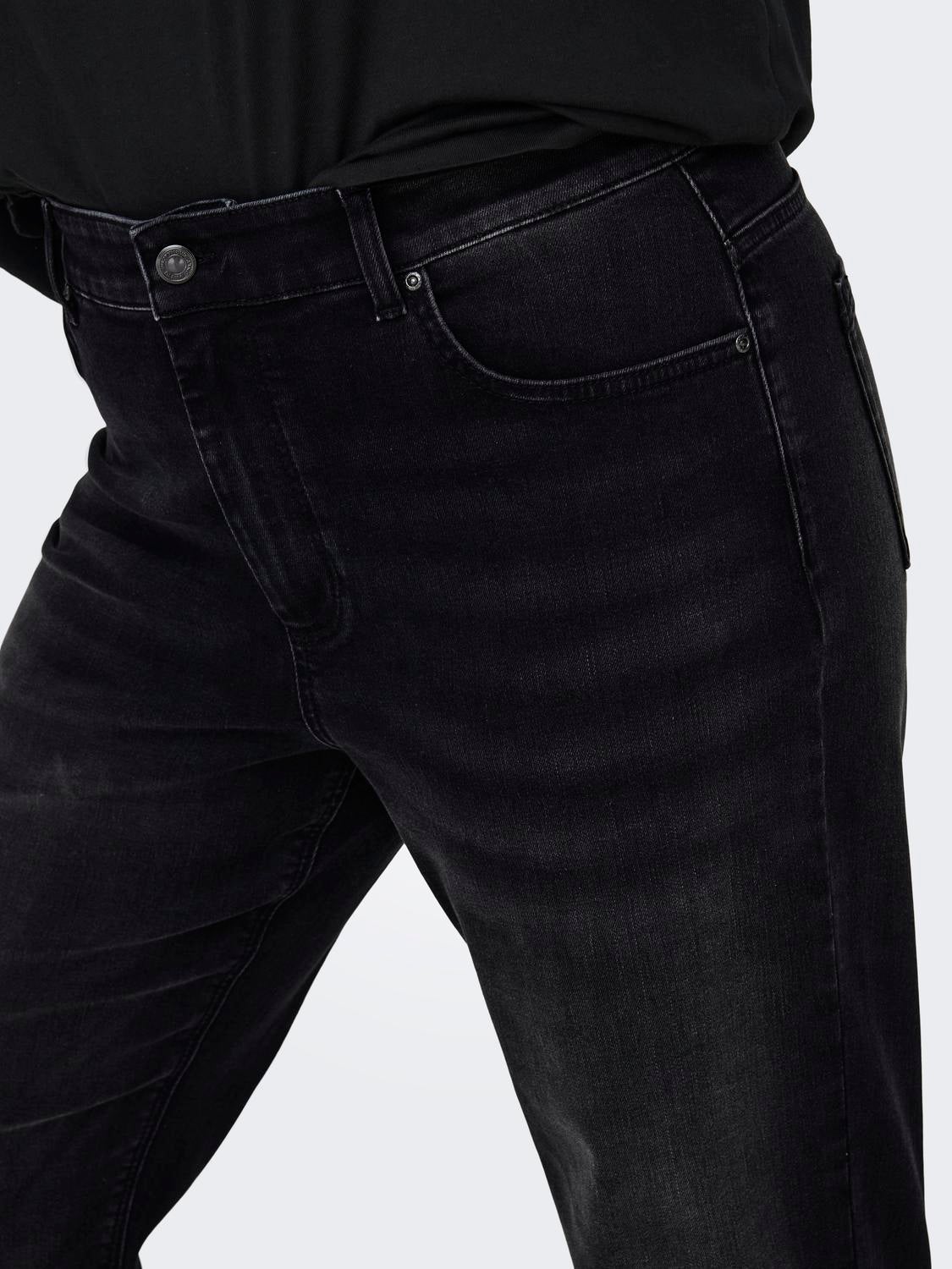 CARWILLY Hohe Taille Gerade geschnitten Jeans Washed Black