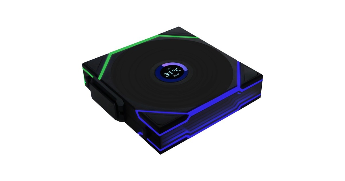 Lian LiUNI FAN TL 120 LCD Wireless Reverse Blade RGB case fan  (Zwart, 120 x 124 x 28 mm, PWM, 1x 9-pin USB)