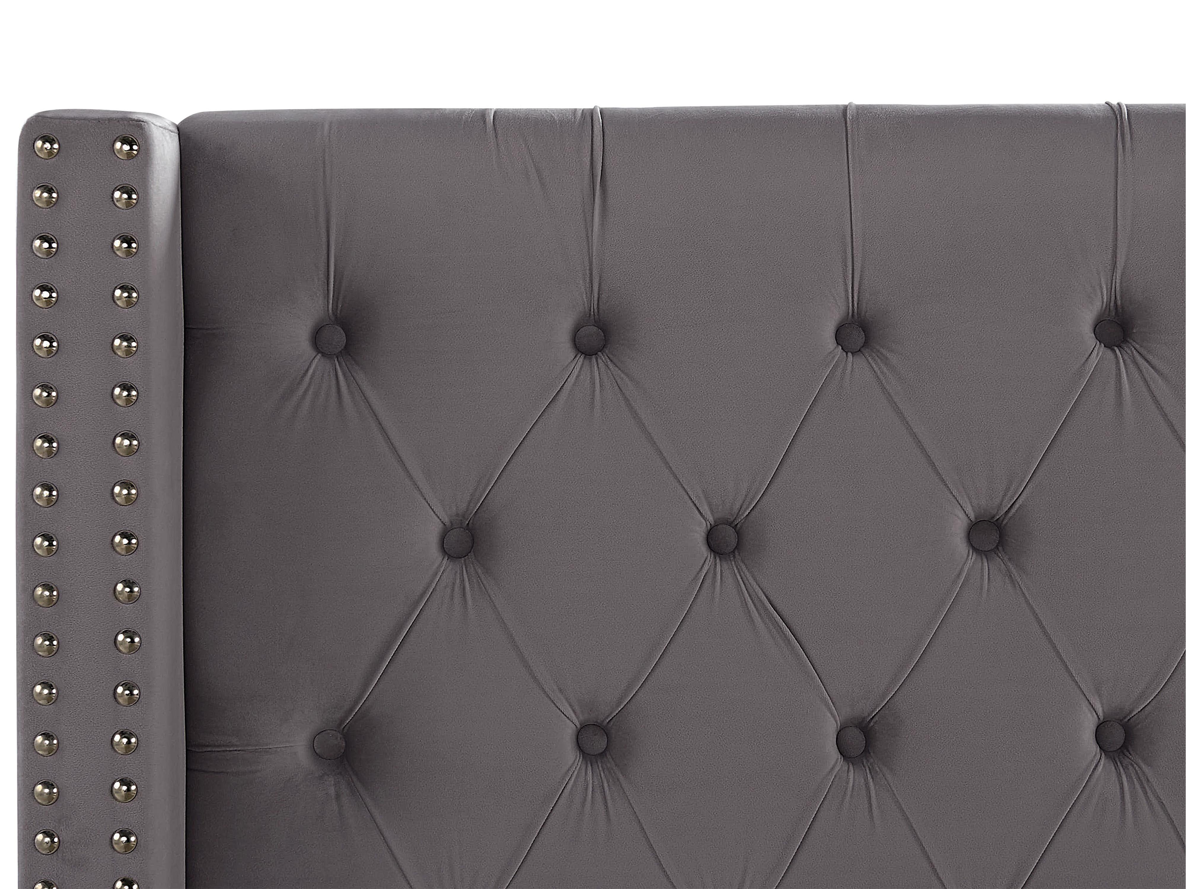 Bed Fluweel LUBBON 160 x 200 cm Grijs