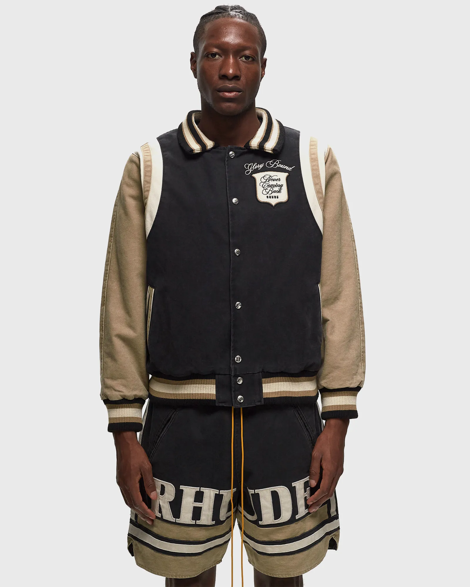 Rhude WASHED CANVAS VARSITY JACKET