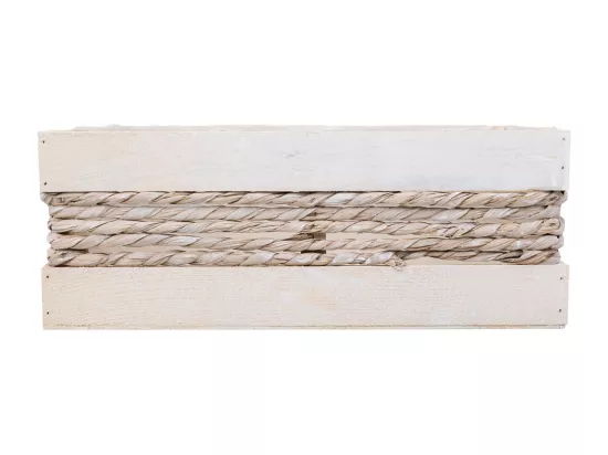 Panier en bois et corde blanc 35x25x12/31h