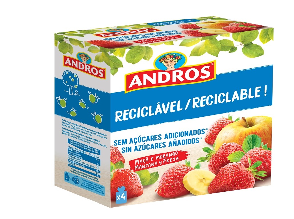 SAQUETAS FRUTA ANDROS MAÇÃ MORANGO 4X90G