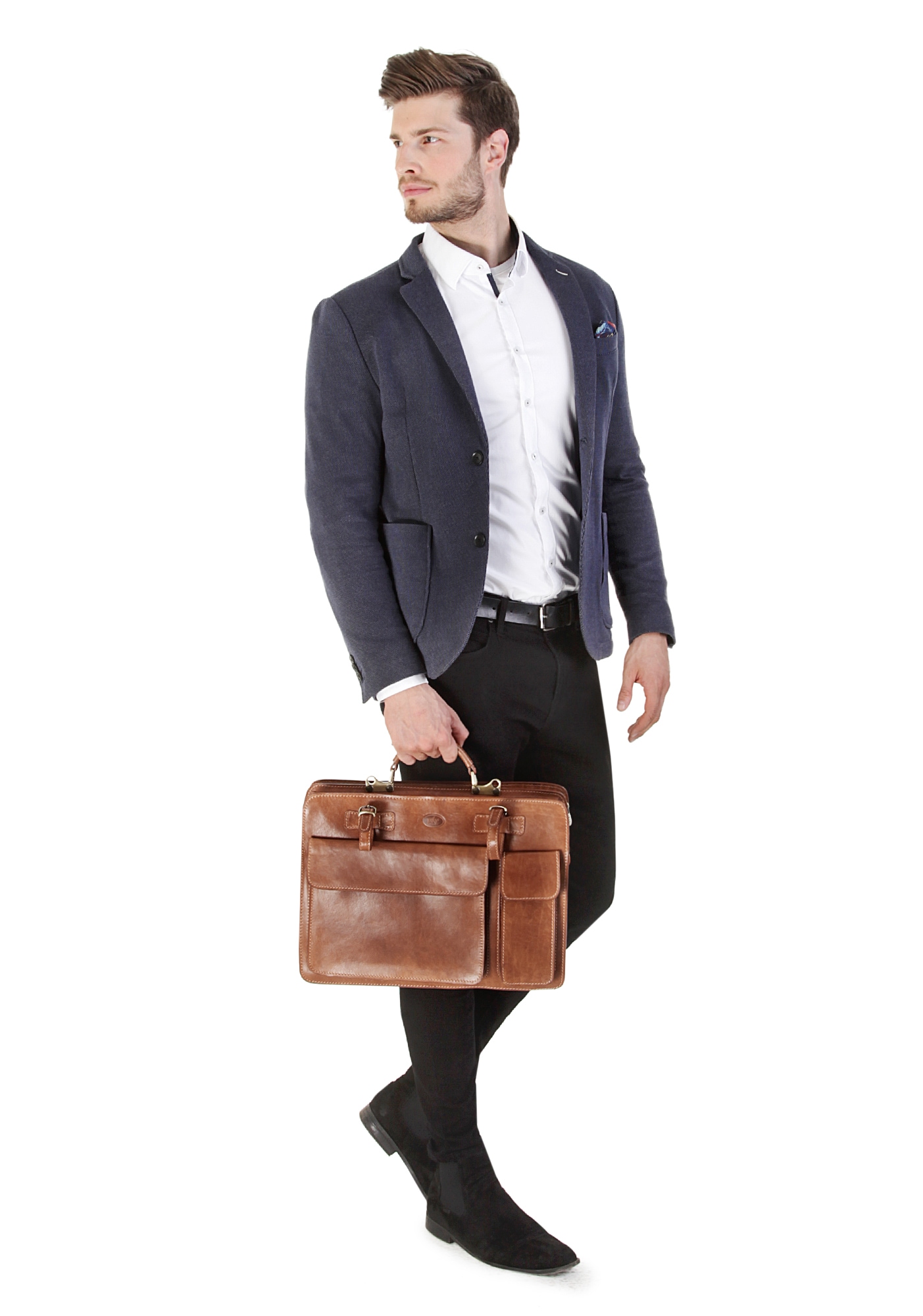 Piké Aktentasche echt Leder, Made in Italy
