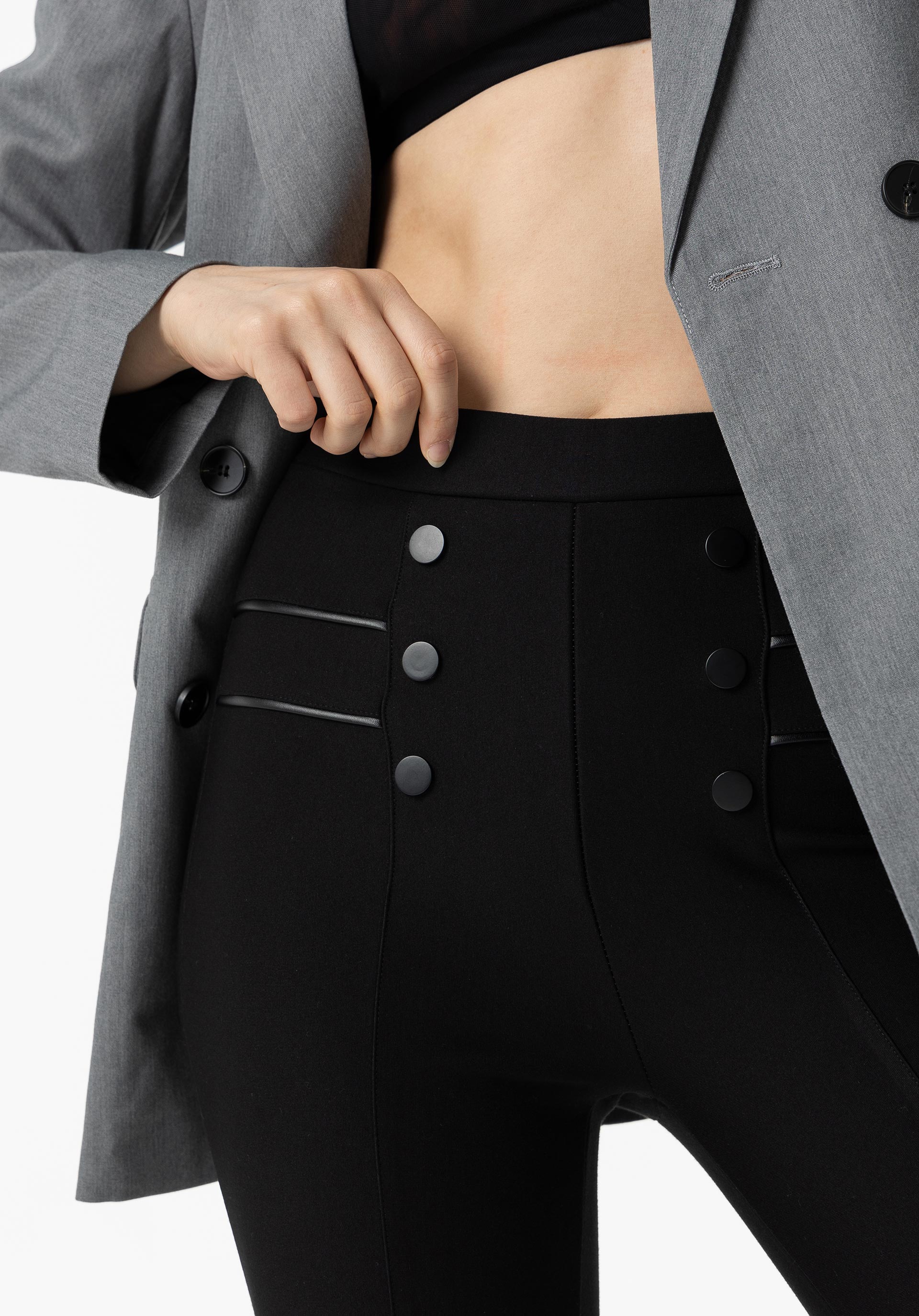 Leggings Combinadas com Efeito Pele