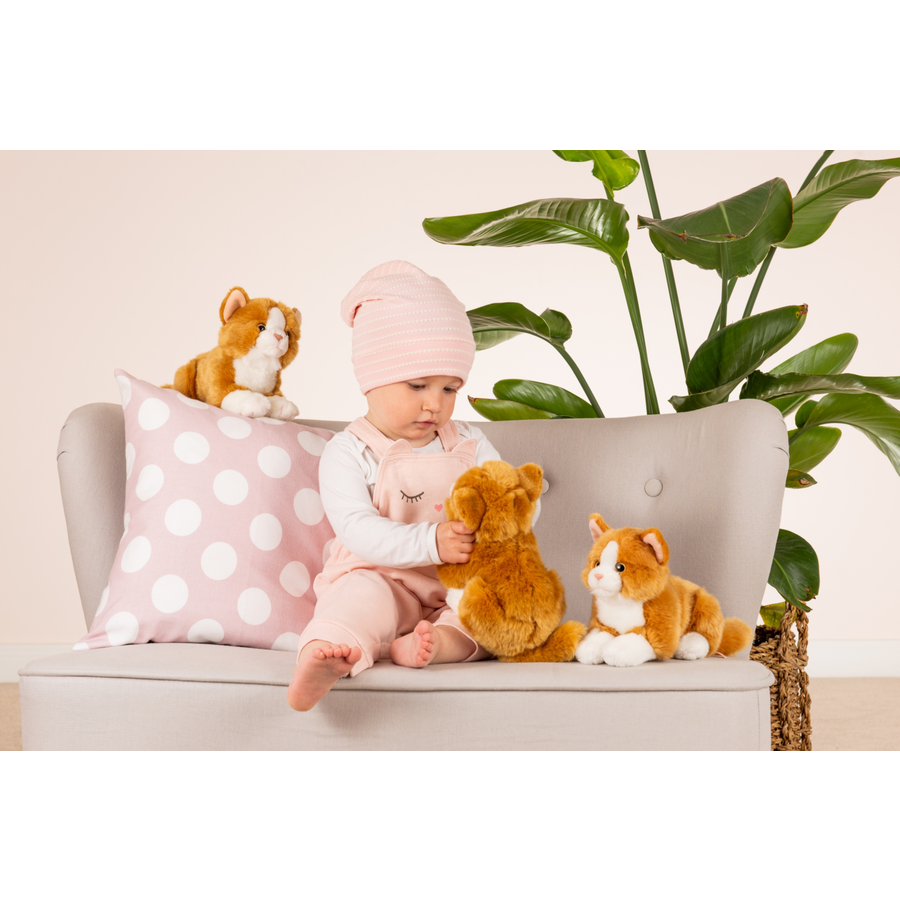 Teddy HERMANN® Katze liegend rot, 20 cm