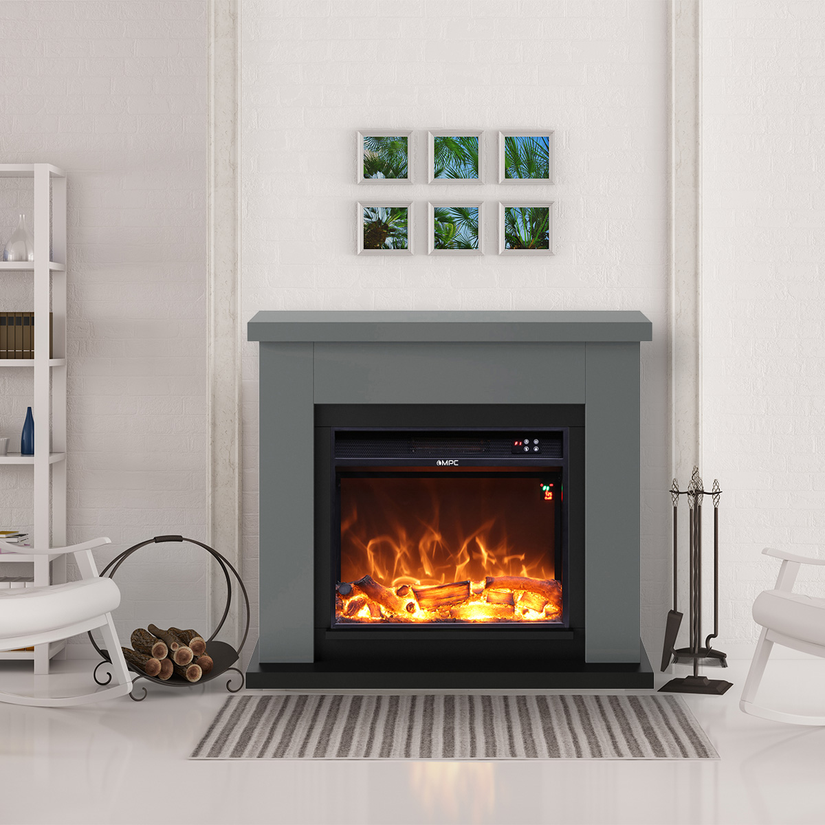 Cheminee murale 1500w fuego paolo antracita