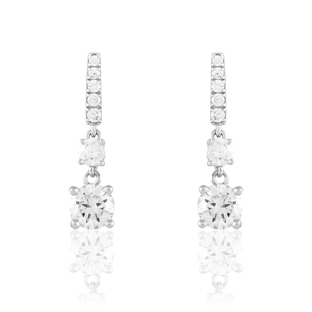 Boucles D'oreilles Pendantes Corianne Argent Blanc Oxyde De Zirconium