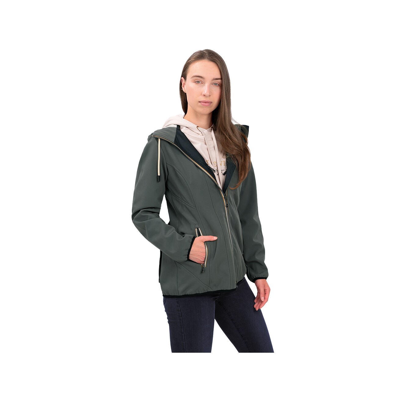 Knuffelwuff Damen Softshell Jacke Manhattan khaki 38 - EU