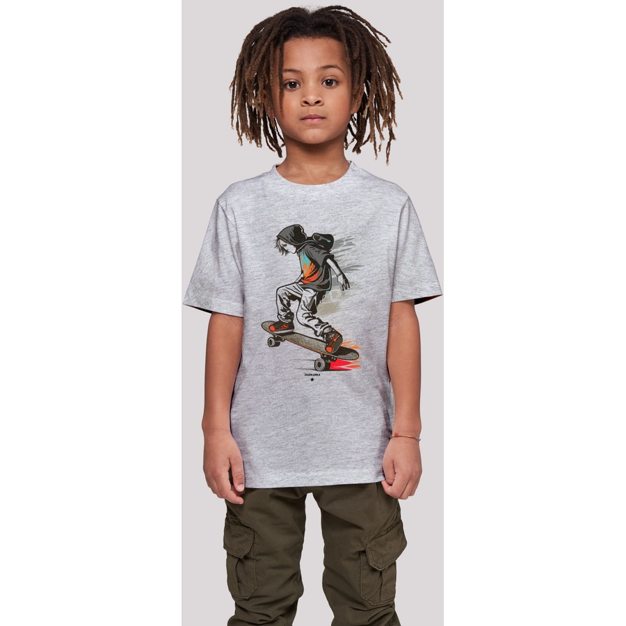 F4NT4STIC T-Shirt Skateboarder heather grey