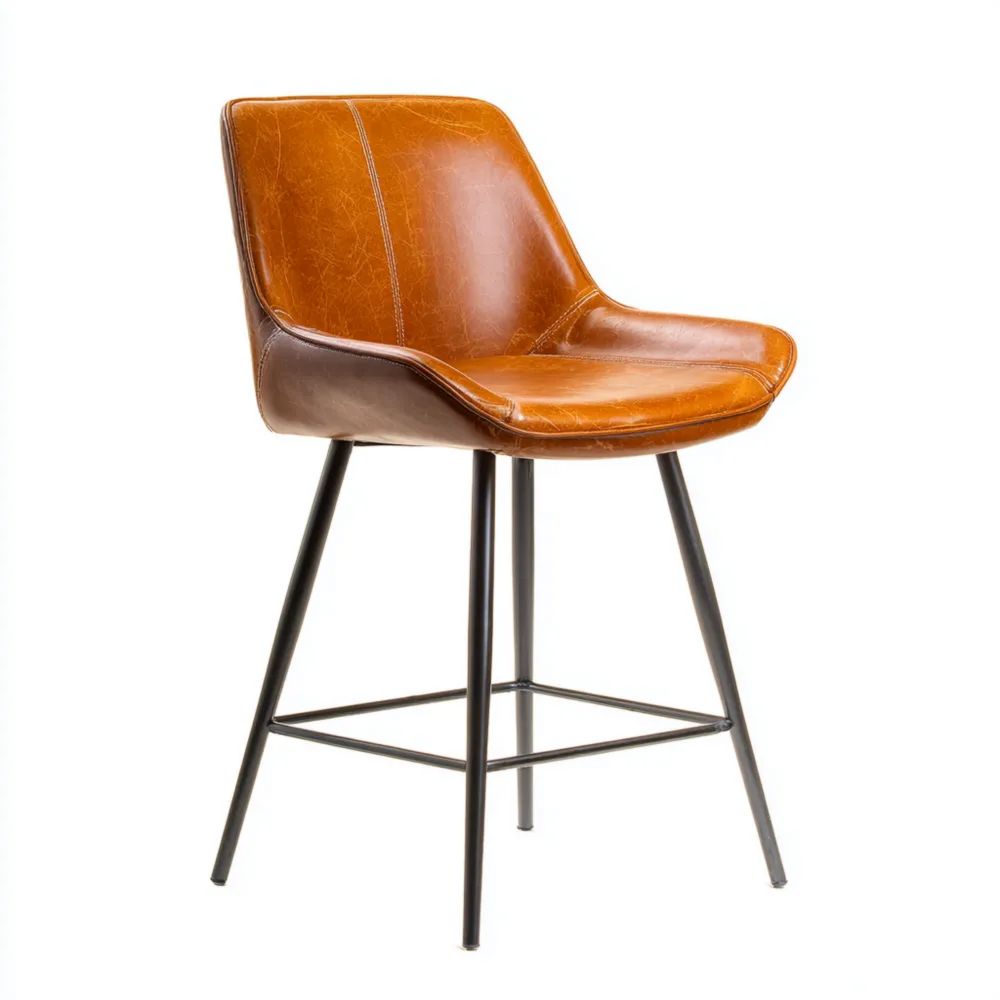 Barhocker Lederimitat 45x40x75 cm – Braun – Industrieller Stil