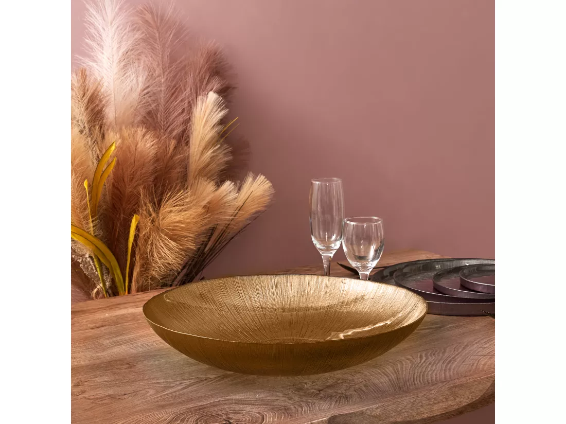 Saladier En Verre Dore D30cm