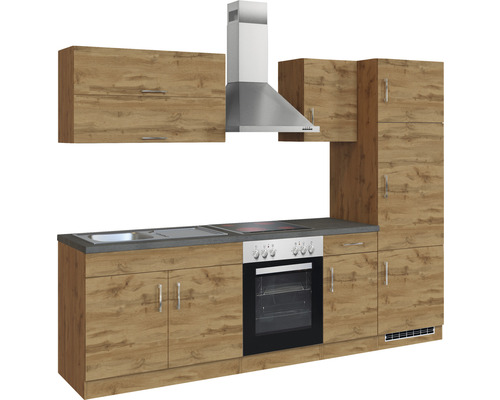 Held Furniture keukenblok met apparatuur Sorrento 270 cm eiken mat gedemonteerd omkeerbaar model 1005.6281