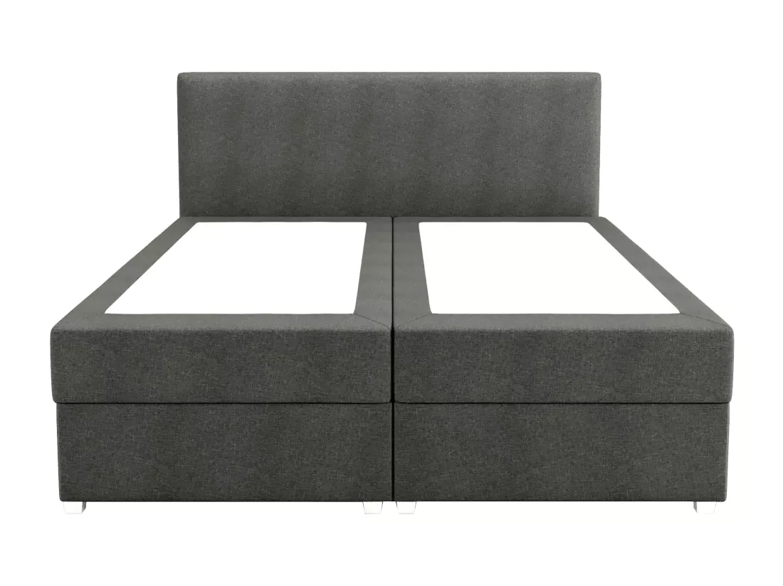 Ensemble complet boxspring tête de lit + sommier + matelas + surmatelas - 180 x 200 cm - Tissu - Anthracite - ONAN de YSMÉE