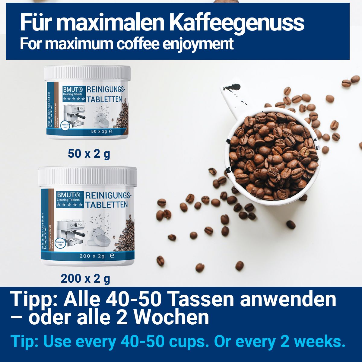 BMUT Reinigungstabletten für Kaffeevollautomaten, Kapselmaschinen & Kaffeemaschinen