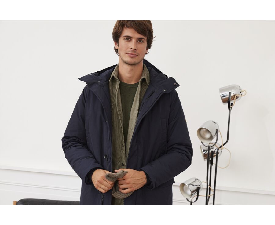 Parka hiver homme doublée plumes Navy Foncé - SOREN III