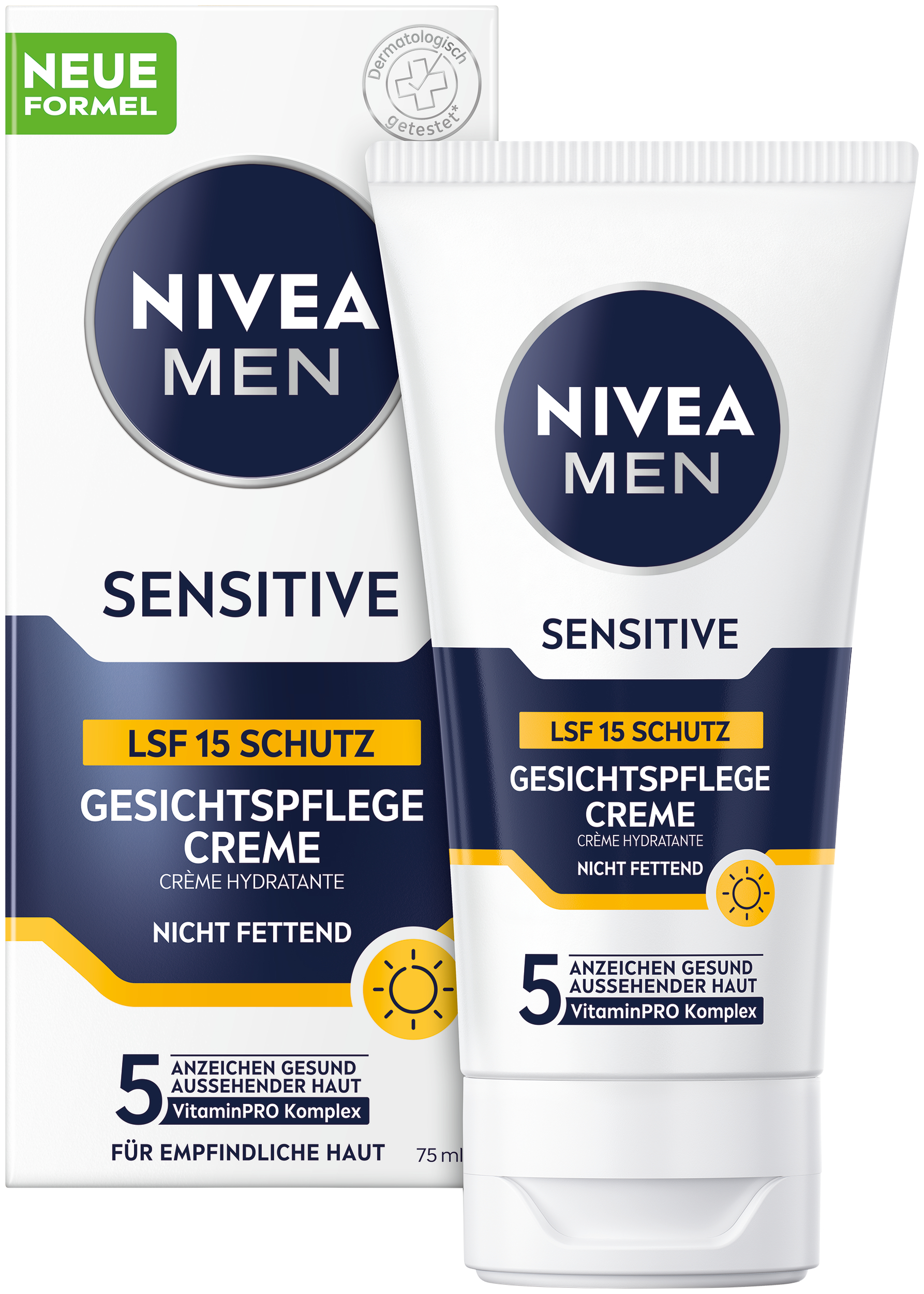 Nivea MEN Gesichtspflegecreme Creme Sensitive LSF15 Tb 75 ml