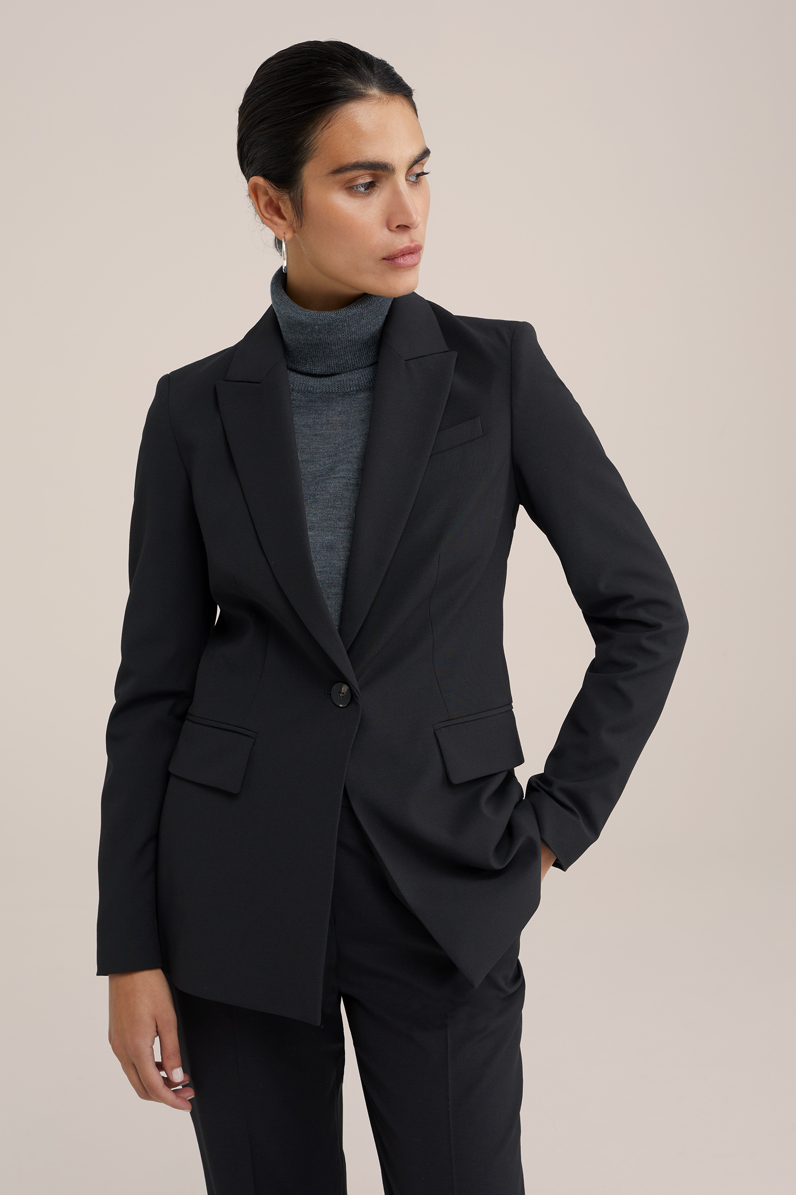 regular fit blazer WE Studio Zwart