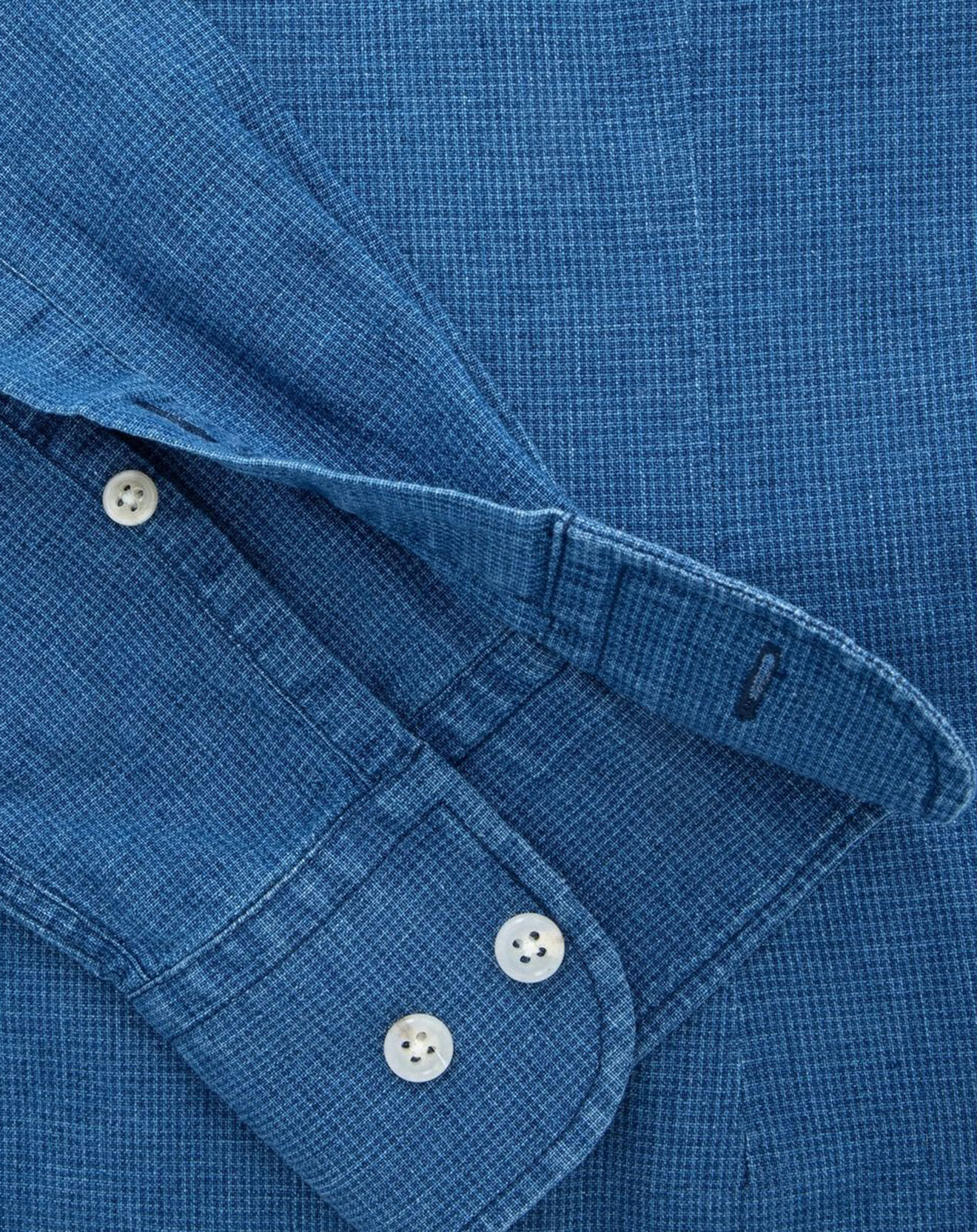 Hackett London Chemise en Lin & Coton Slim Fit Text micro imprimé bleu moyen