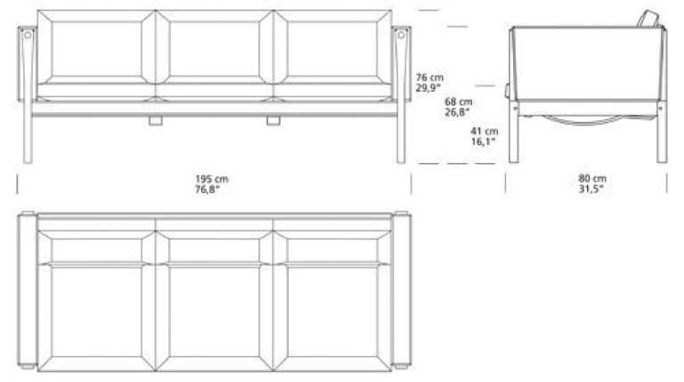 Carl Hansen & Son CH163 bank geolied walnoot Thor 301 leer