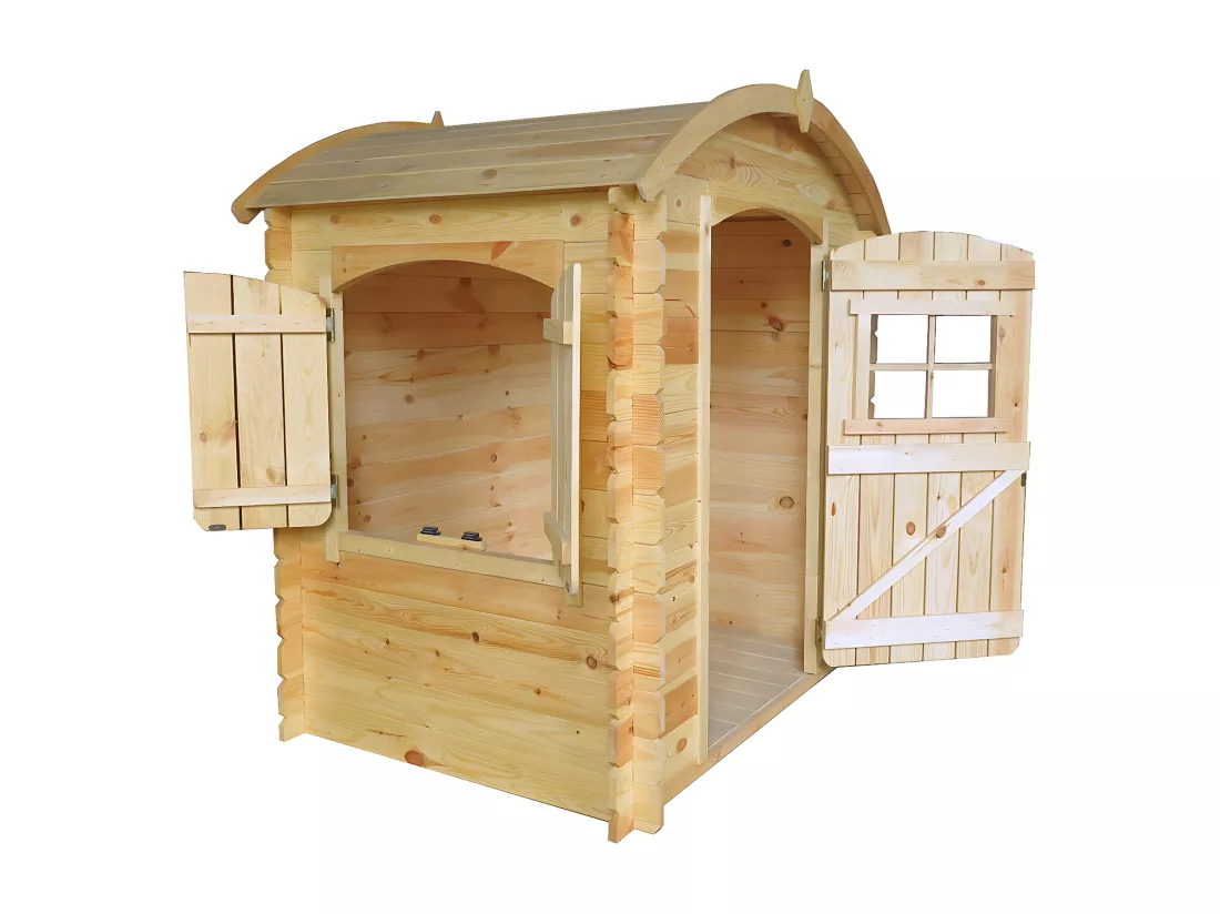 Maison en bois pour enfants AVEC PLANCHER- 112x146xH145cm/1.1m2 - Timbela M505
