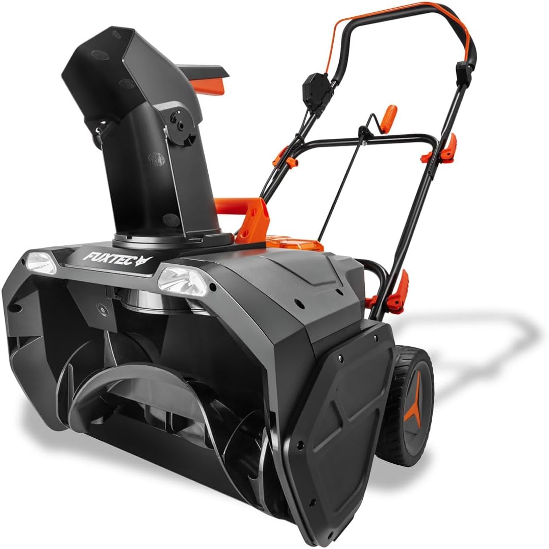FUXTEC 40V Akku Schneefräse FX-E2SFSET, kabelloser Schneeräumer inkl. Akku + Ladegerät, 51 cm Arbeitsbreite, 6 m Wurfweite, Li-Ion Akku, LED-Frontlichter, leicht und wendig