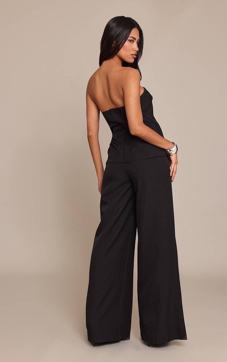 Noir Combinaison-pantalon Longue Ajustée À Bandeau En Tissu Tissé