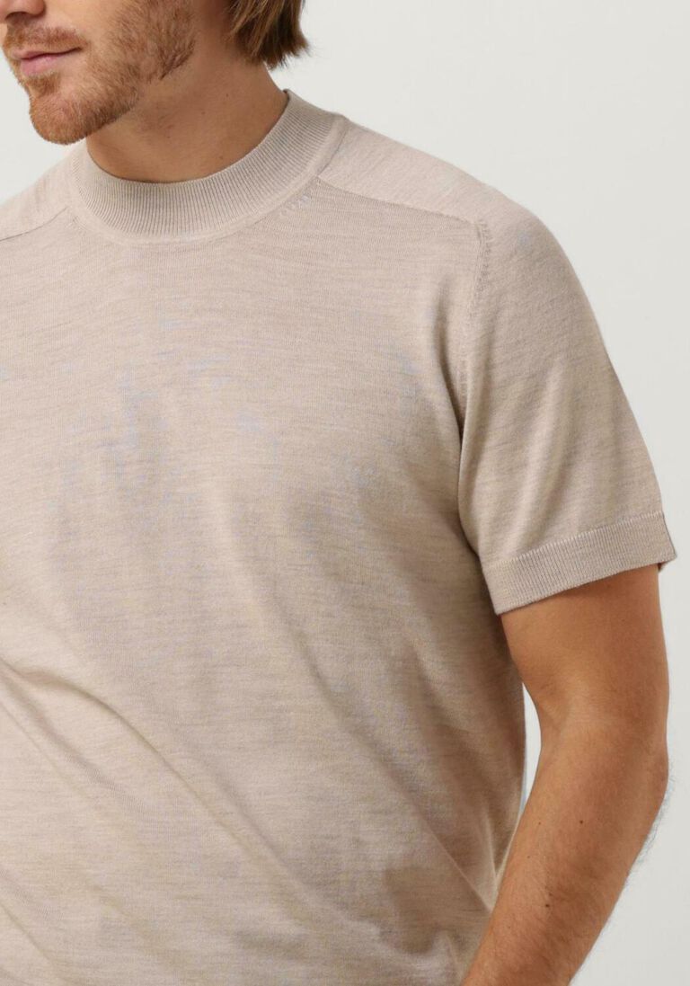 SELECTED HOMME beige selected homme t-shirt slhtown ss knit mock neck b