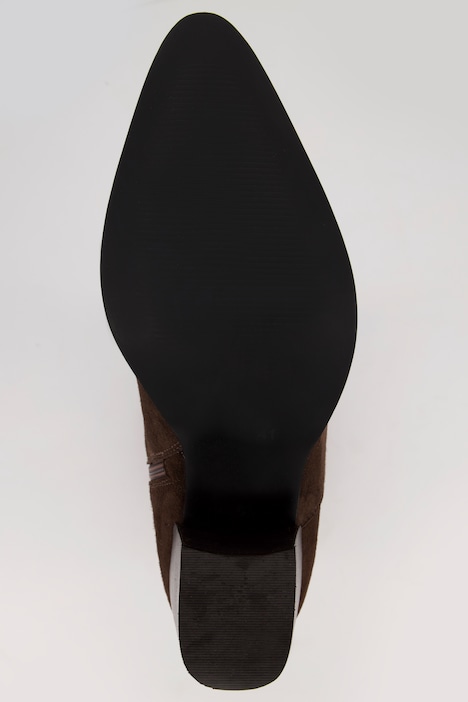 Lederstiefel, XL-Schaft, Veloursleder, Raffungen Weite H