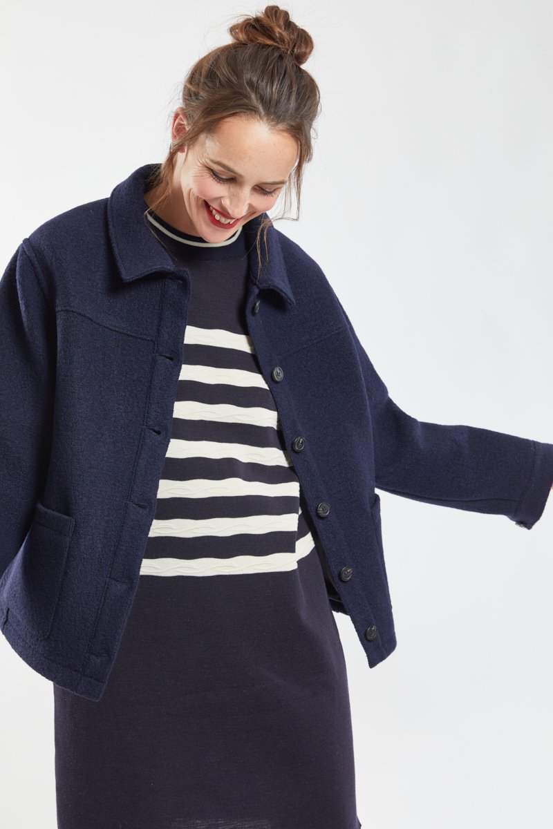 Veste courte coupe boxy - laine bouillie