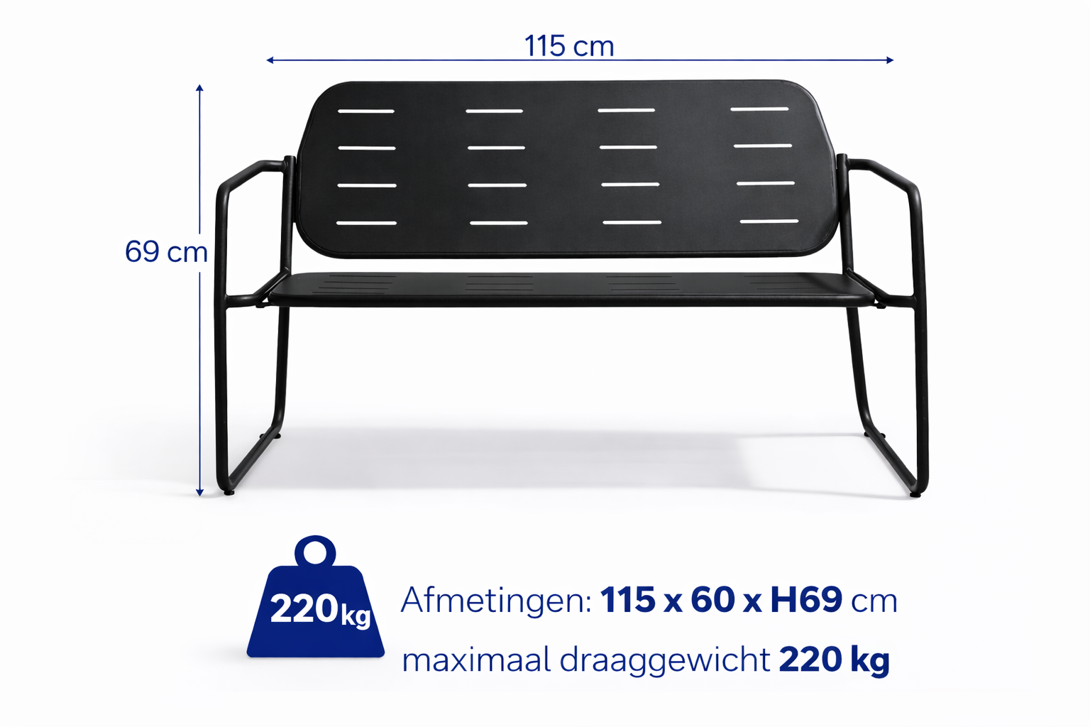 HEM 4-persoons stalen loungeset - Black