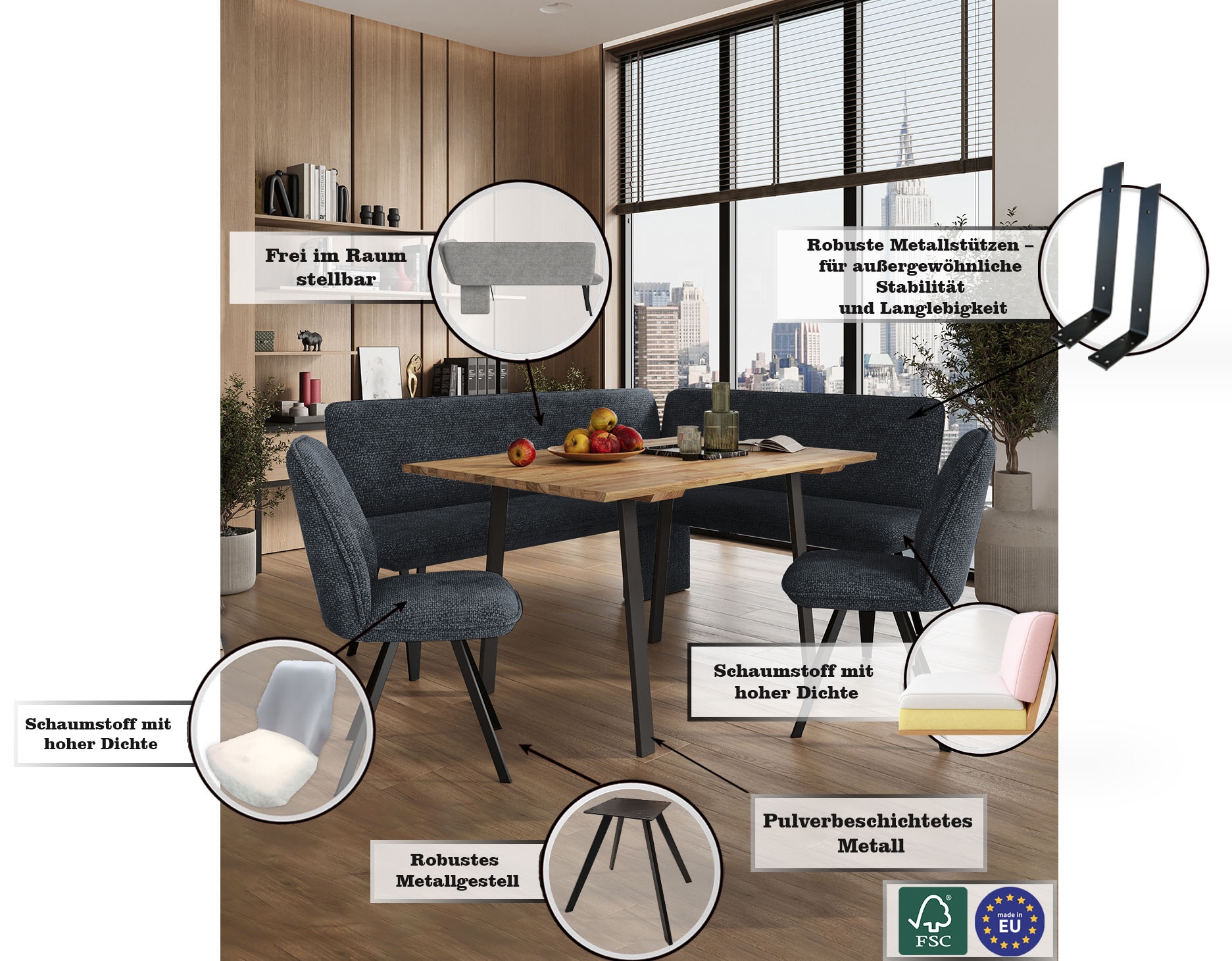 Home affaire Eckbankgruppe »Mily Essecke, Sitzgruppe, Eckbankgruppe, Küchenbankgruppe« Set, 4er, 4 Stk. tlg. BESTSELLER