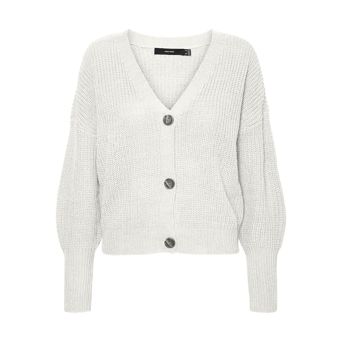 VERO MODA<br>Cardigã curto de malha com fecho de botão