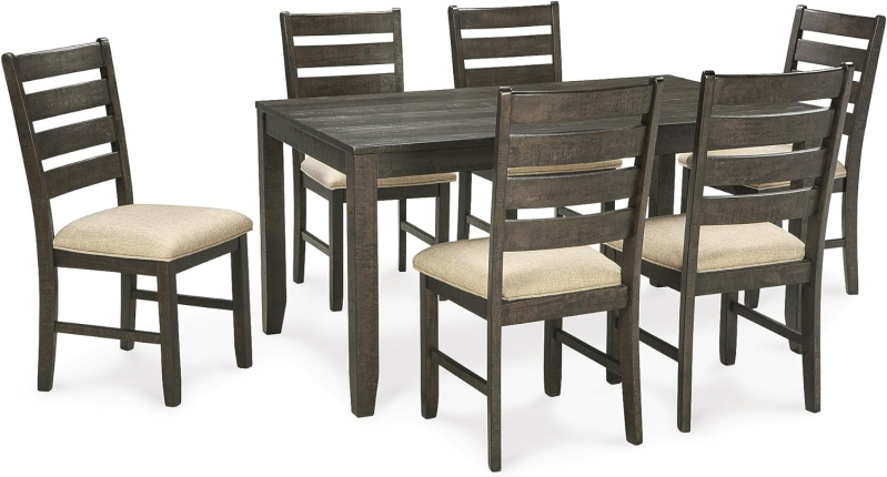 Conjunto de mesa de jantar de 20 polegadas com 6 cadeiras estofadas.