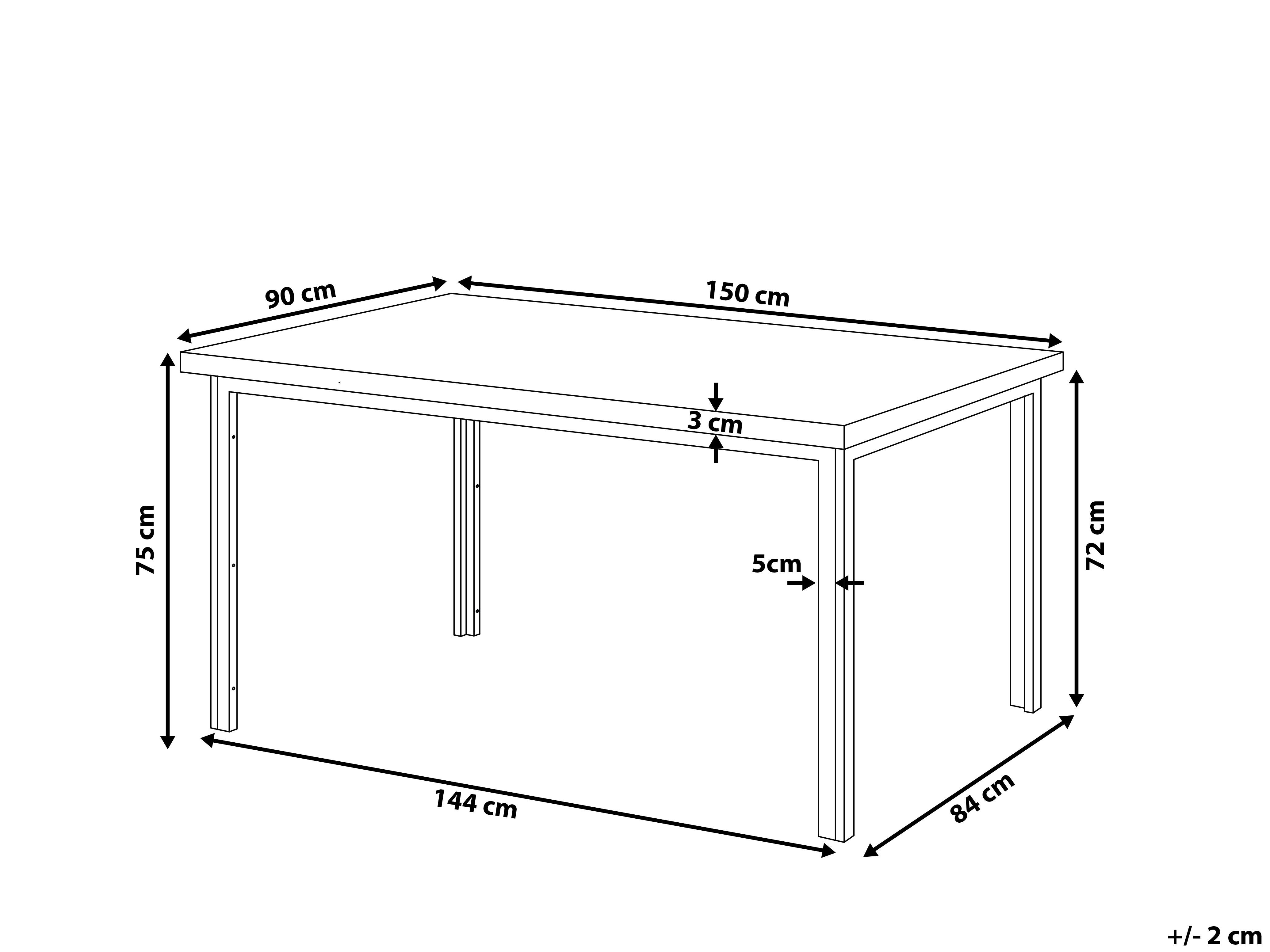 Eettafel LAREDO Donkerbruin 90 cm 150 cm