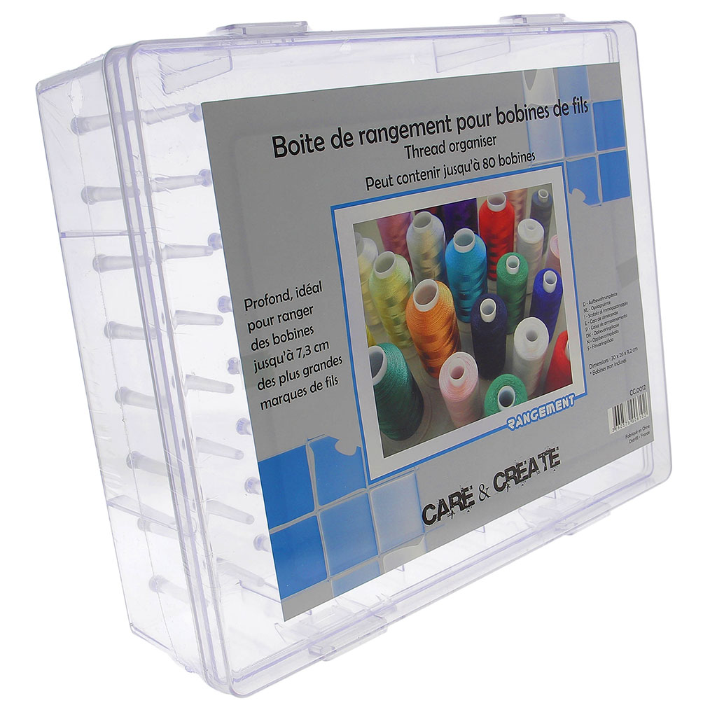 Boîte de rangement 80 bobines de fils 30x26x9cm
