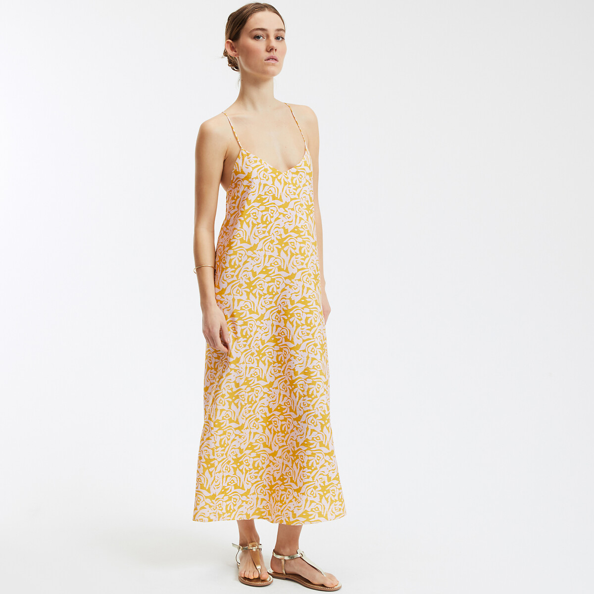 COLEÇÕES LA REDOUTE<br>Vestido longo com alças finas e estampa floral