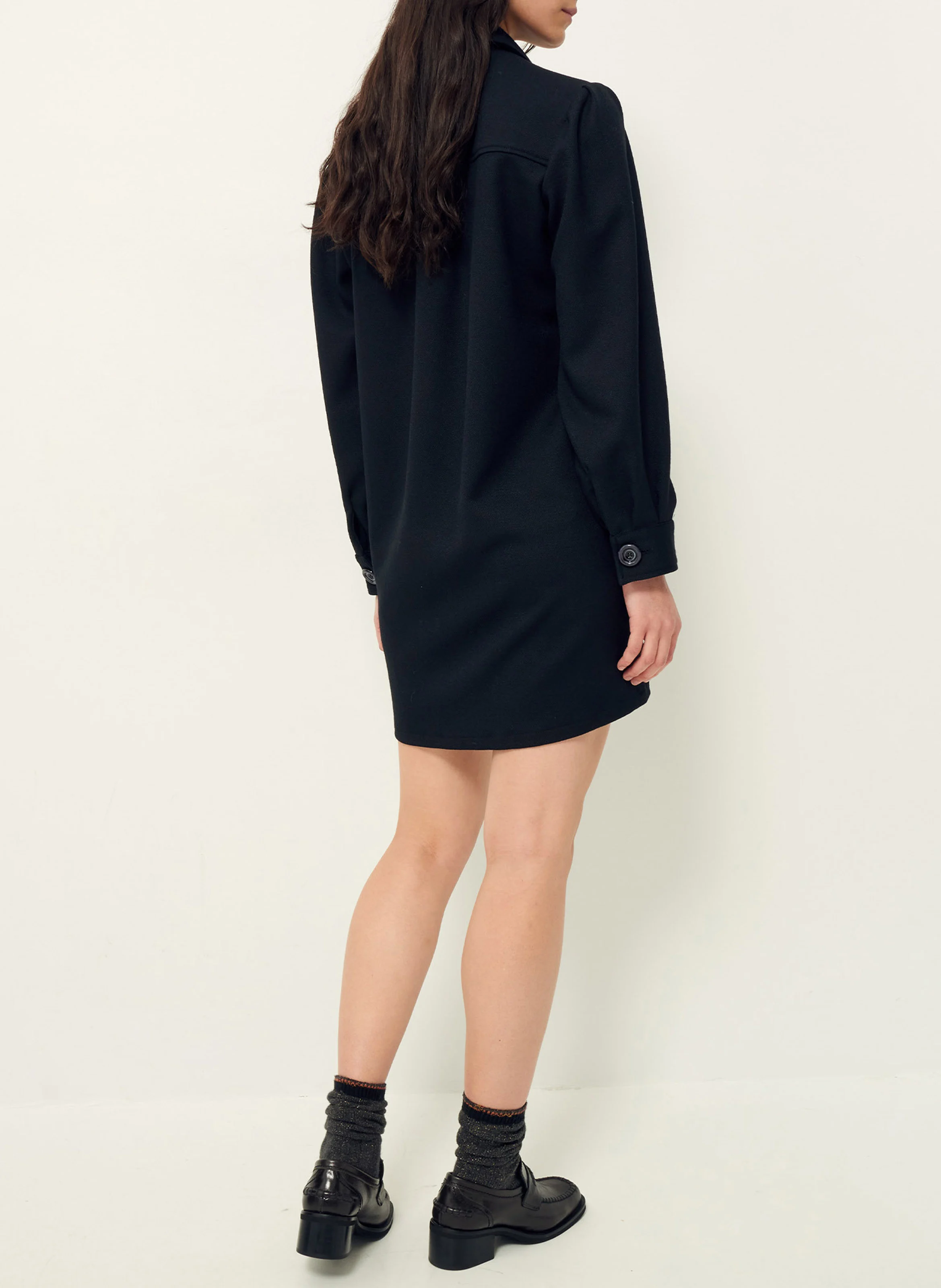 Robe courte col classique | Noir