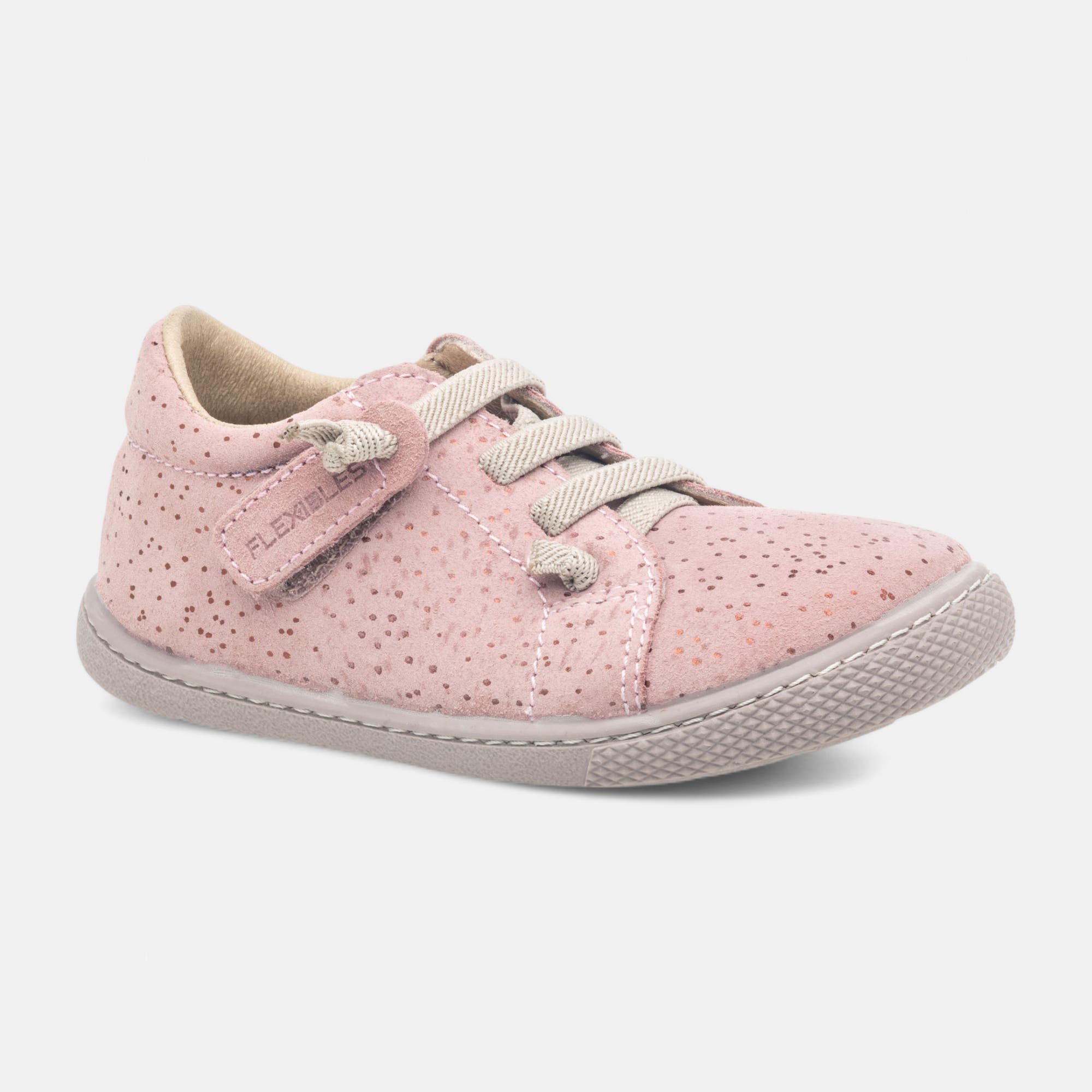 Baskets basses Fille en cuir rose