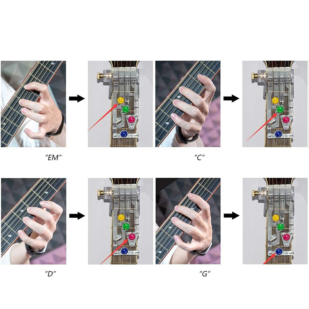 Gitarren Lernhilfe Akkord Trainer Chord Presser Trainings Hilfe für Anfänger - Transparent
